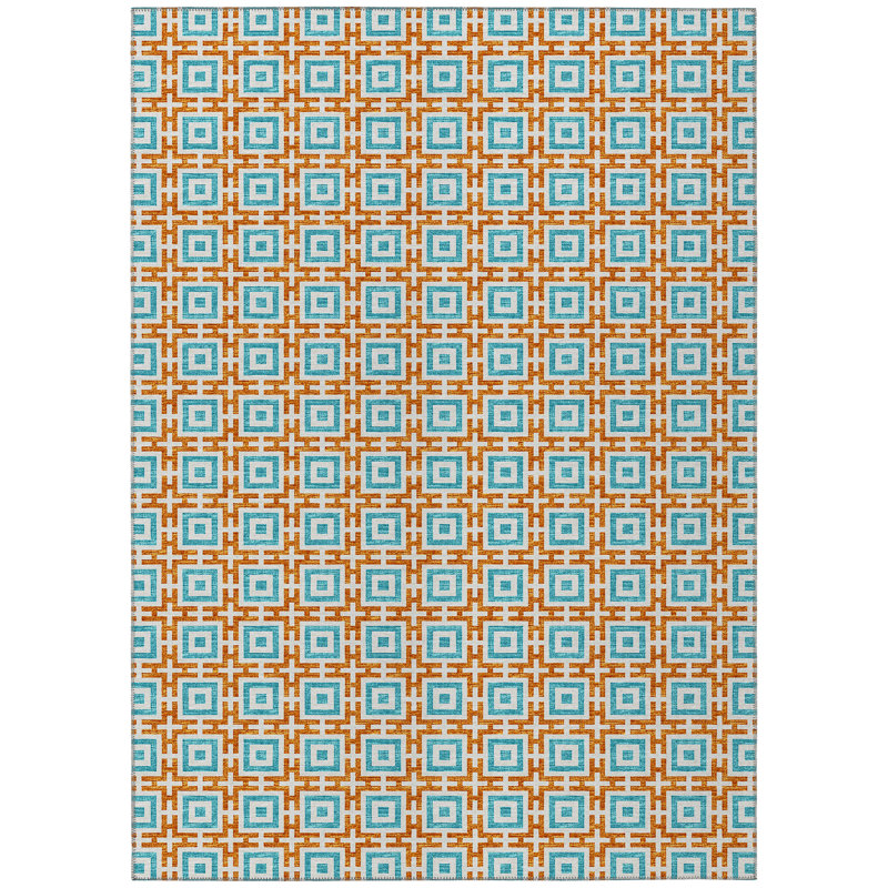 Loreen Washable Geometric Indoor / Outdoor Rug, Rectangle 5' x 7'6"