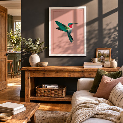 Emerald Hummingbird Modern - Framed Print