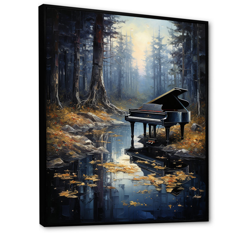 «Piano Forest Reflection» sur impression sur toile, Cadre flottant noir, H 40 po x l 30 po