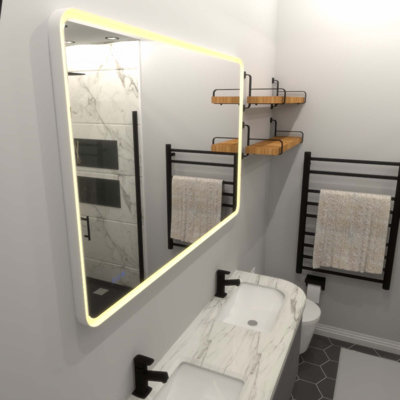 Miroir de salle de bain rectangulaire à DEL