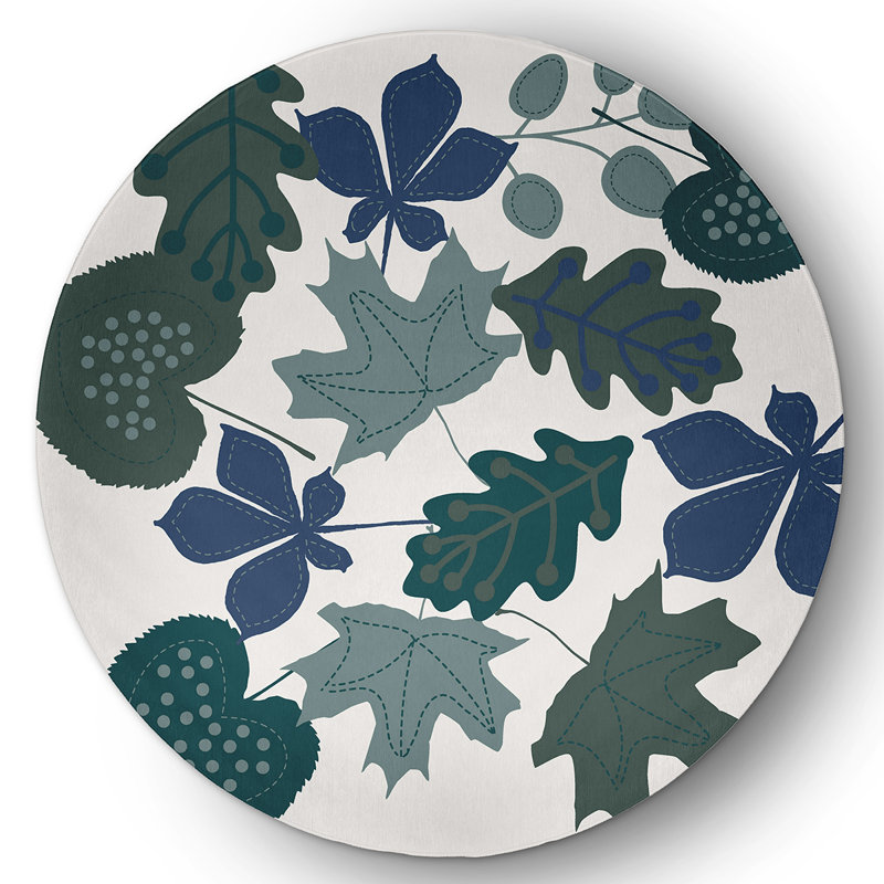 Chenille Floral Indoor Rug, Round 5'