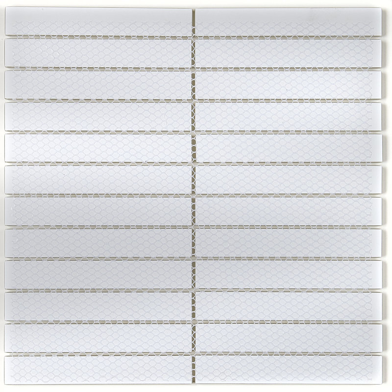 Color Wave Straight-Joint 1" x 6" Porcelain Mosaic Tile in Ice White