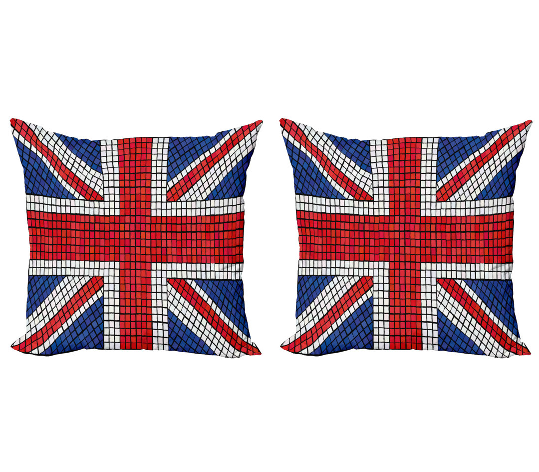 Kissenbezug, Mosaik Britische Flagge, Union Jack, Königsblau Weiß Rot