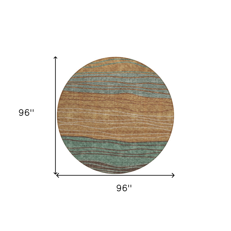 Tapis extérieur lavable rayé 8 pi en cuivre et beige Terra Cotta