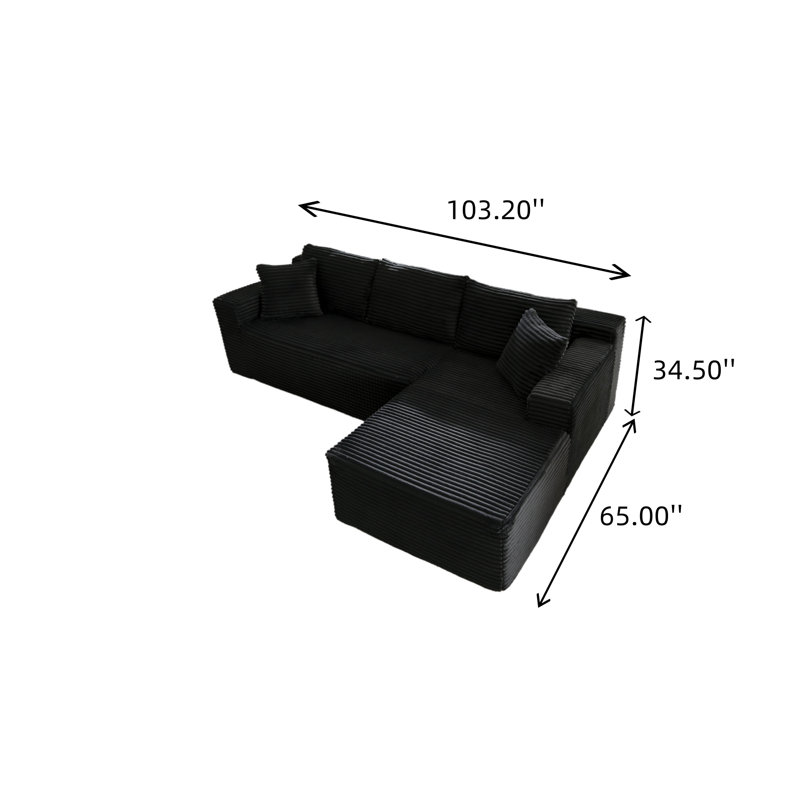 Canapé modulaire en L à assise profonde et canapé-lit modulaire, Orienté à droite, Noir