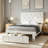2 Pack White Upholstered Headboard Adjustable Height Twin Size Platform Single Bed With Drawer-151016144