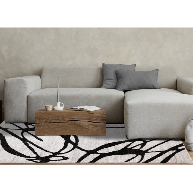 Tapis gris patiné, gris, contemporain et contemporain - 5 pi x 8 pi (5 pi 3 po x 7 pi 7 po), Rectangle 5 pi 3 po x 7 pi 7 po