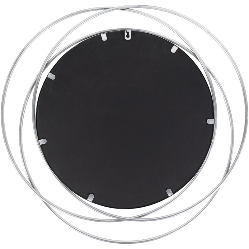 Wemple Iron Round Mirror, Silver, 24" x 24"