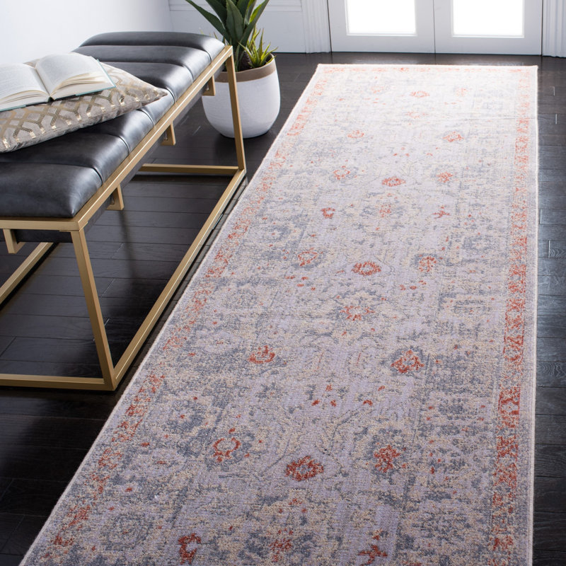 Tapis oriental ivoire / rouille Marview, Tapis de couloir 3 pi x 13 pi