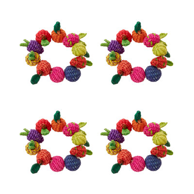 Rond de serviette multi-fruits - ensemble de 4