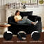Fauteuil lounge rond surdimensionné de 140 cm en velours côtelé, canapé sans structure avec coussin, aucun assemblage requis - Noir-129762222