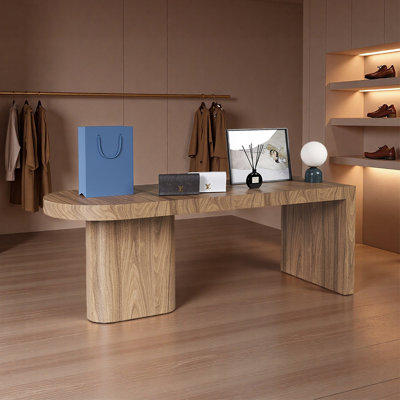 Modern Wood Finish Retail Display Table