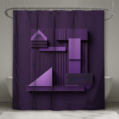 Purple Geometric Shapes Shower Curtains Extra Long
