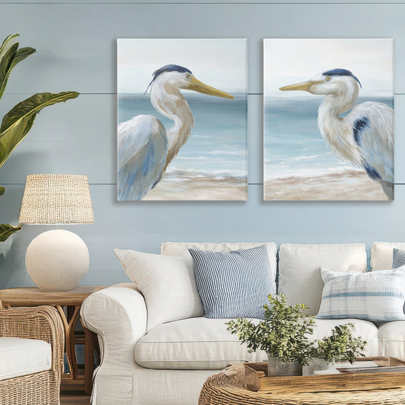 Ensemble de 2 toiles Tranquil Gaze Herons, design par Nan, H 30 po x l 24 po