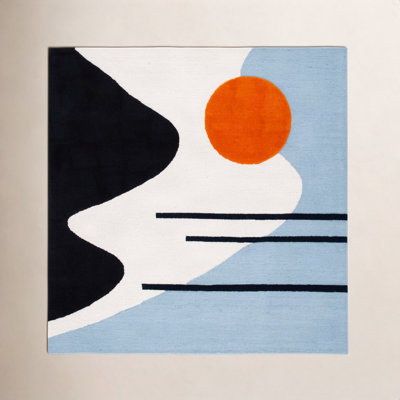 Felipe Ivory Blue Hand-Tufted Wool Abstract Rug