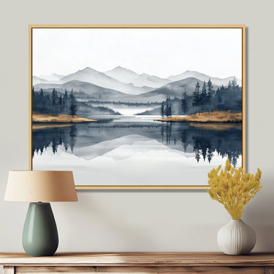 La vallée de la tranquillité des montagnes au bord du lac II - montagnes lacustres, art mural