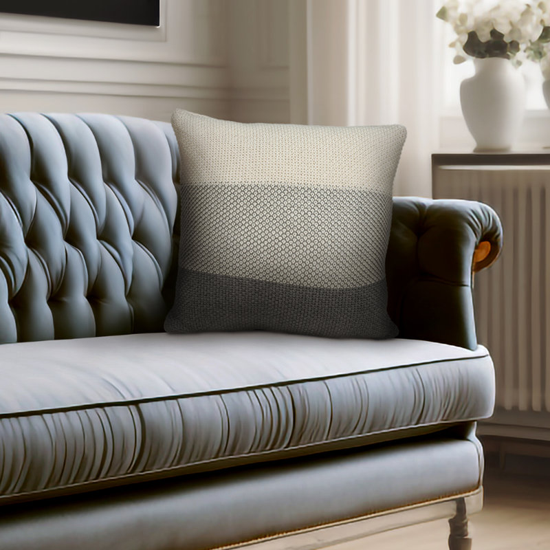 Tan and Gray Cotton Square Throw Pillow Set