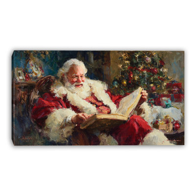 «Santa lecture par l'arbre de Noël», art mural sur toile
