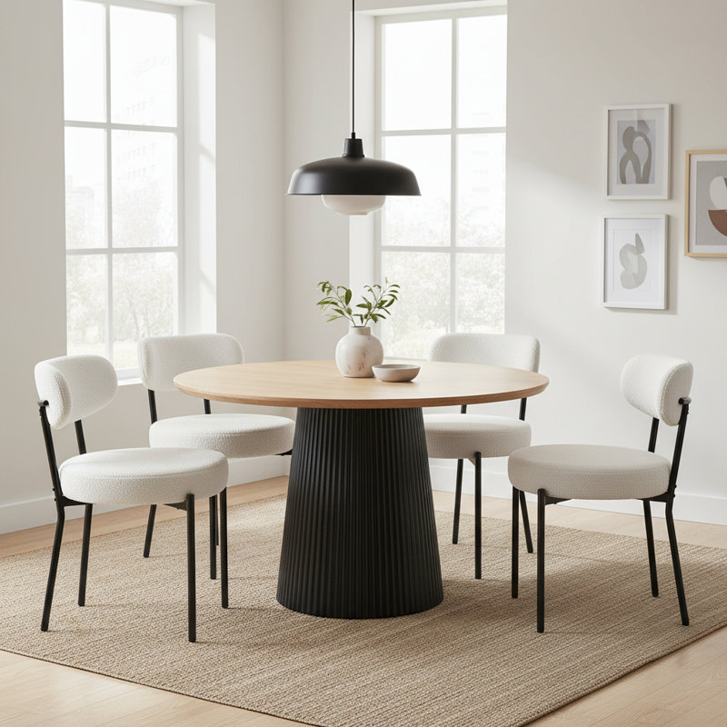 Ameeria Fabric Upholstered Dining Chairs Set with Backrest For Dining Room, Kitchen, Living Room, Beige