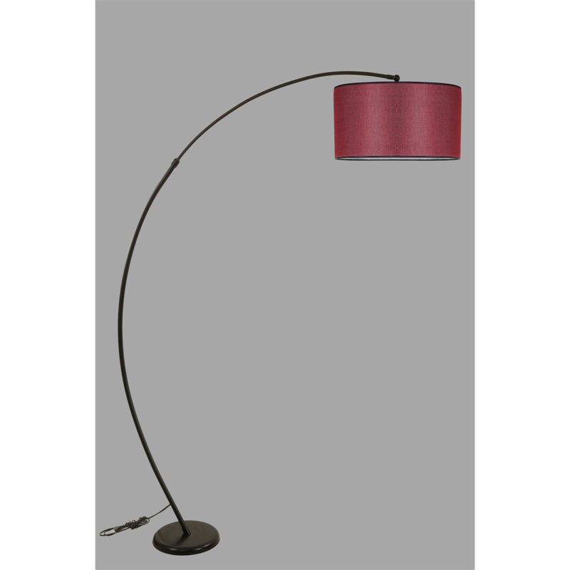 Emelia 185cm Arched Floor Lamp, Claret Red, Black