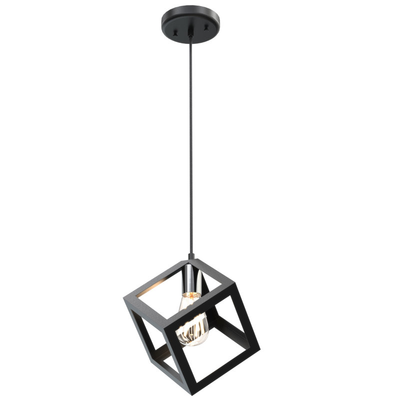 Luminaire suspendu géométrique 1 lumières simple Pettigrew, Noir/chrome