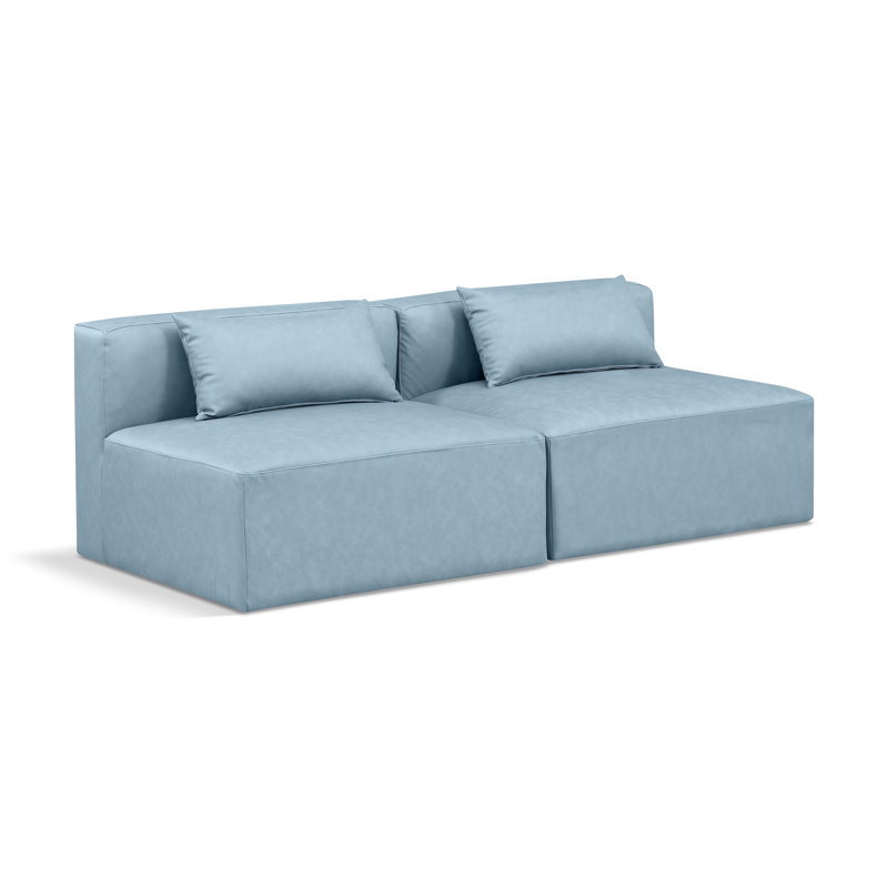 Canapé Houswerth, Cuir végétalien bleu clair