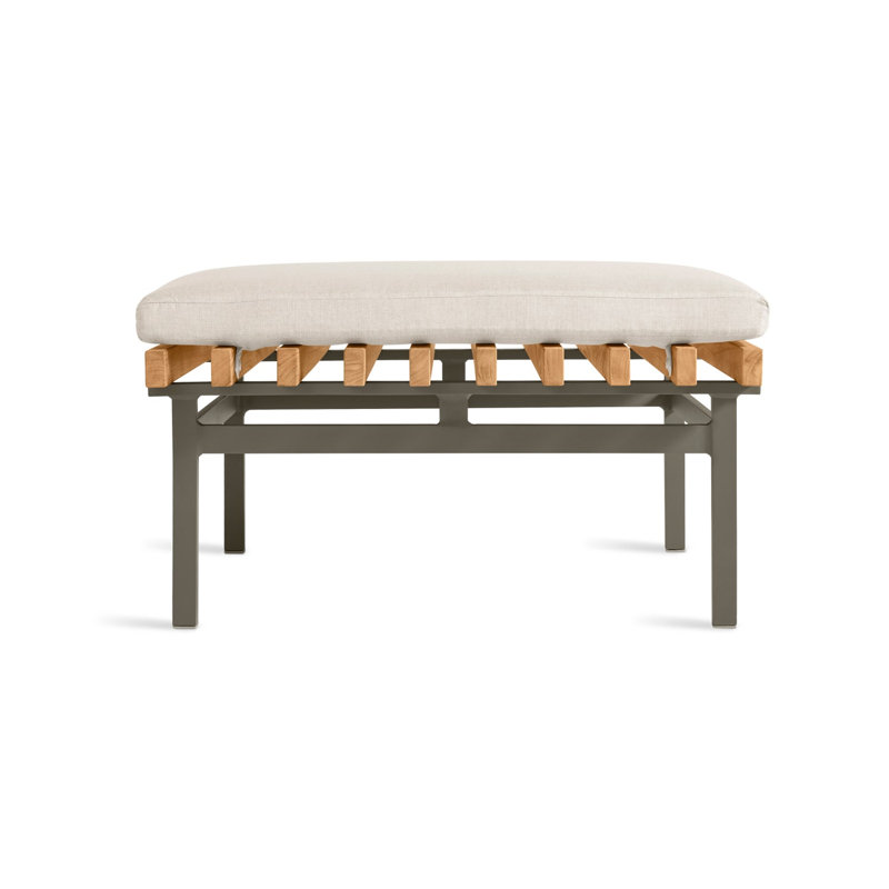 Perch Outdoor Teak Ottoman, Toohey Charcoal, Charcoal