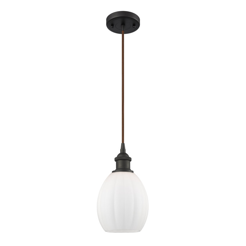 Luminaire suspendu sphérique 1 lumière Flomaton, Blanc mat, Bronze huilé, Ampoule non incluse