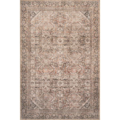 Jeccica Distressed Vintage Medallion Jute Blend Polyester Area Rug