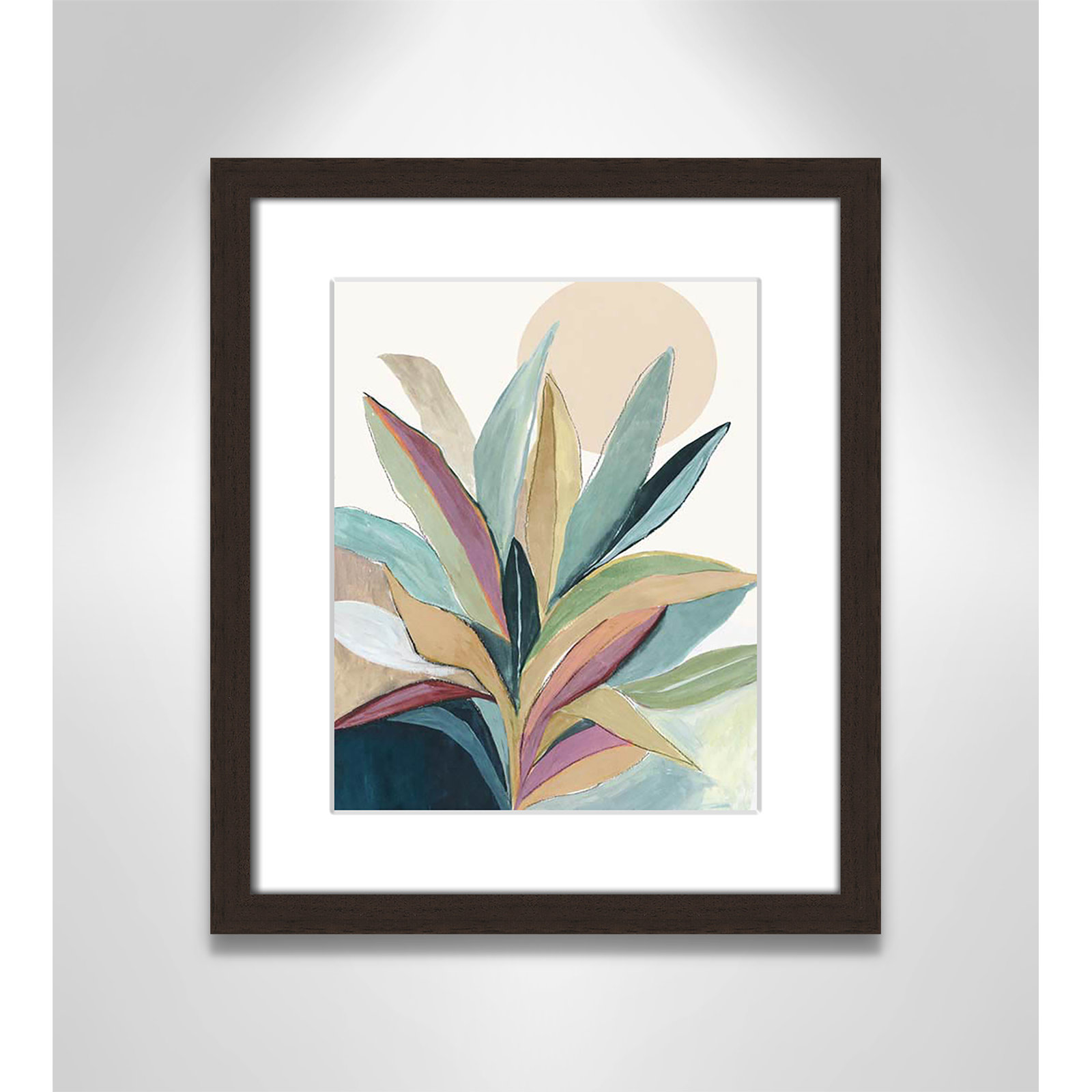 Sherbrooke Sunny Bright Leaves I by Asia Jensen Print, Yes, Walnut Single Picture Frame, 15" H x 13" W x 1.25" D