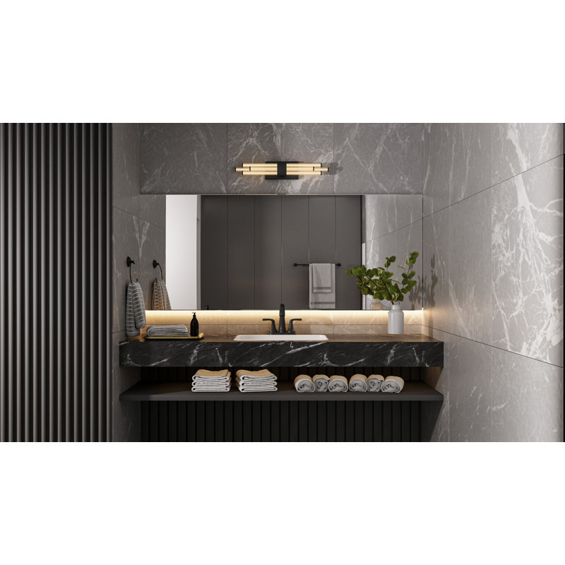 Luminaire de salle de bain à DEL intégré Alarcon avec interrupteur CCT, Noir mat