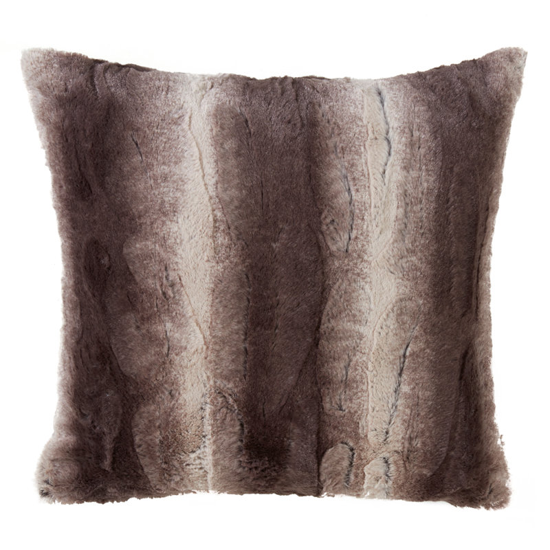 Natural Animal Print Faux Fur Square Throw Pillow 20"