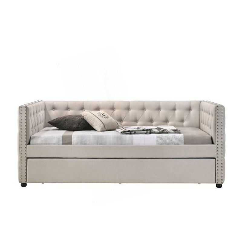 Lit de jour contemporain double avec lit gigogne simple, lit d'invité