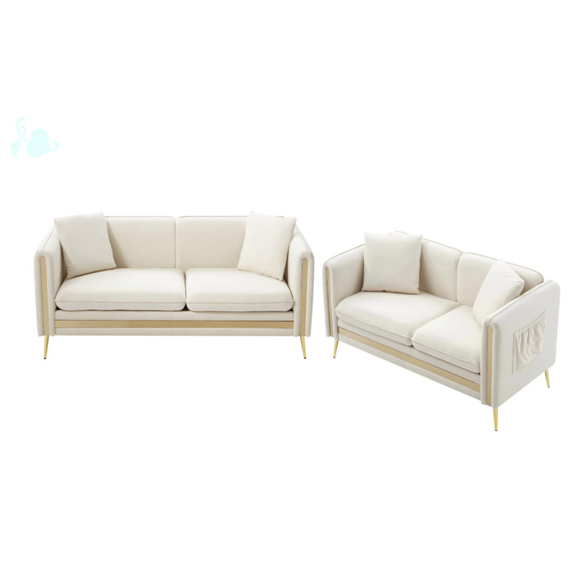 Ensemble de salon 2 pièces, Velours beige