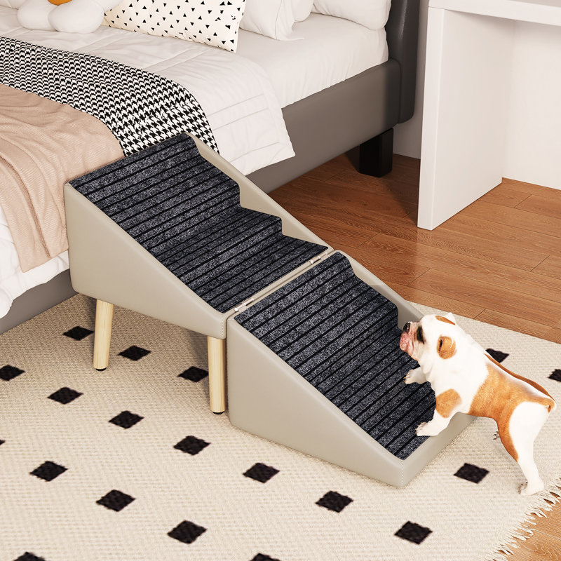 Escalier pliable pour animaux 2 en 1 pour chiot, Beige