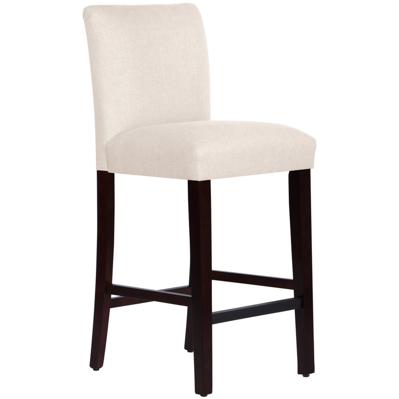 Tabouret de bar et de comptoir Hadrien, Tabouret de bar (siège d'une hauteur de 31 po), Lin classique talc, Espresso