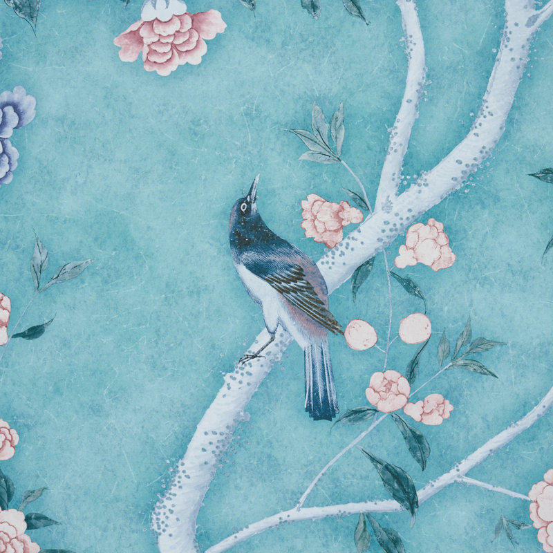 Schumacher X Mary Mcdonald Les Oiseaux Panel Set, Blue Turquoise