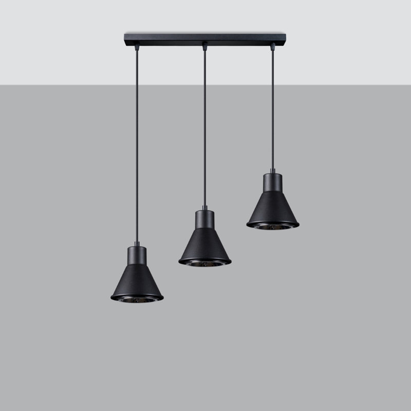 Bertus 3 - Light Stainless Steel Pendant, Black
