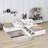 Twin Size 2 Drawers Wooden L-shaped Platform Beds with Trundle and Built-in Table-1914664084