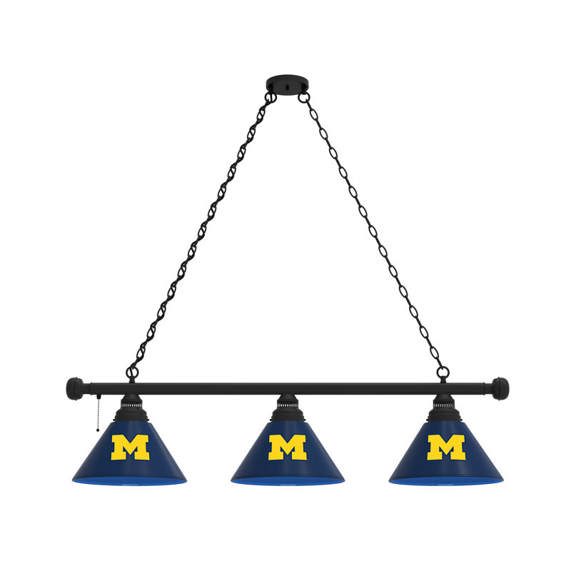 3 - Light Pool Table Lights Pendant, Black, Michigan Wolverines