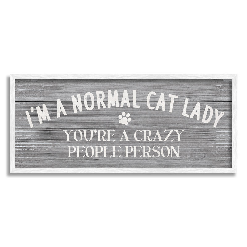 Je suis une vraie fan de chats, H 10 po x l 24 po x P 1,5 po, Giclée encadrée blanc bord de mer