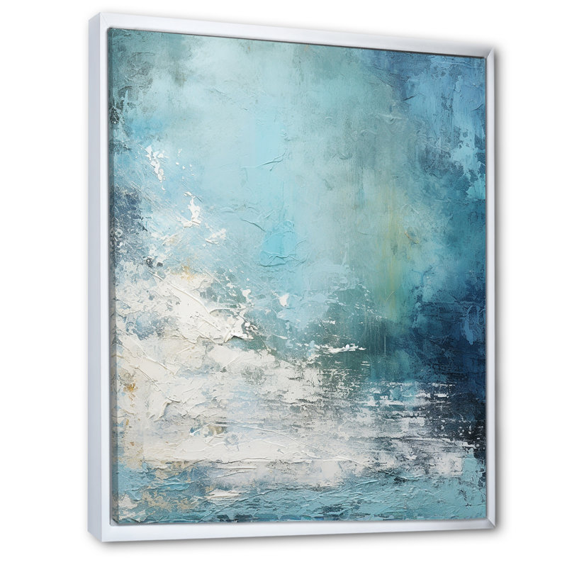 «Modern Coastal Collage Scenery II», reproduction sur toile, H 32 po x l 16 po x P 1 po, Cadre flottant blanc