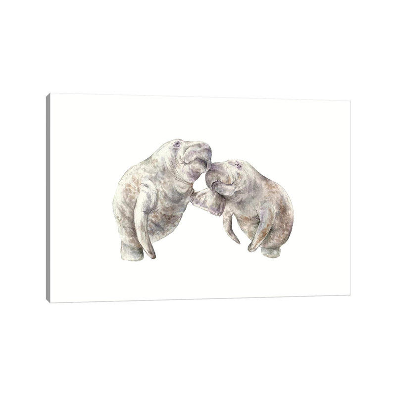 Manatees by Wandering Laur - Wrapped Canvas Painting, 20.32 cm H x 30.48 cm W