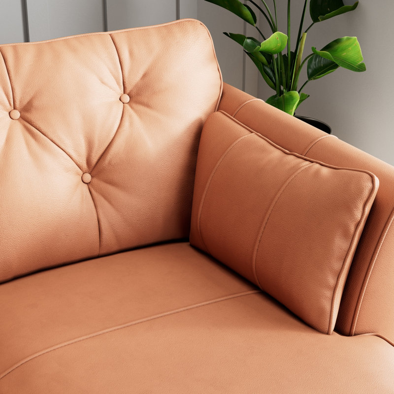 Hoxton 3 Seater Leather Maxi Sofa Chaise, Right Hand Facing, Saddle, Dark Wood