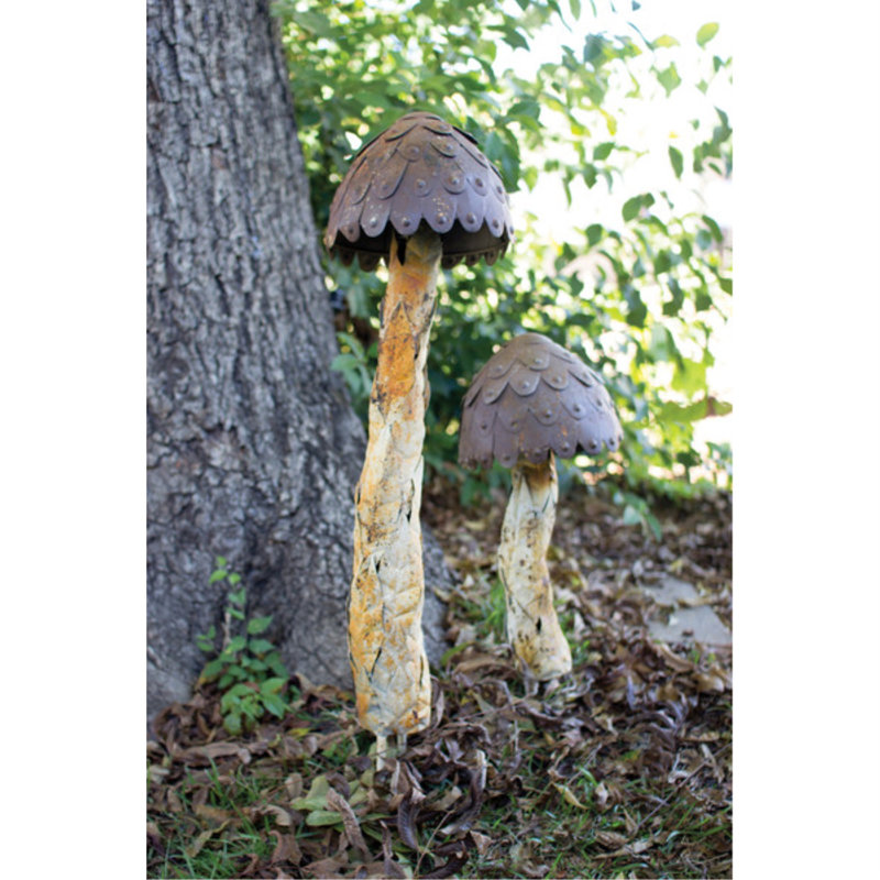  Décoration de jardin rustique en métal rustique, piquets de jardin H 38 po et H 25,5 po, ensemble de 2