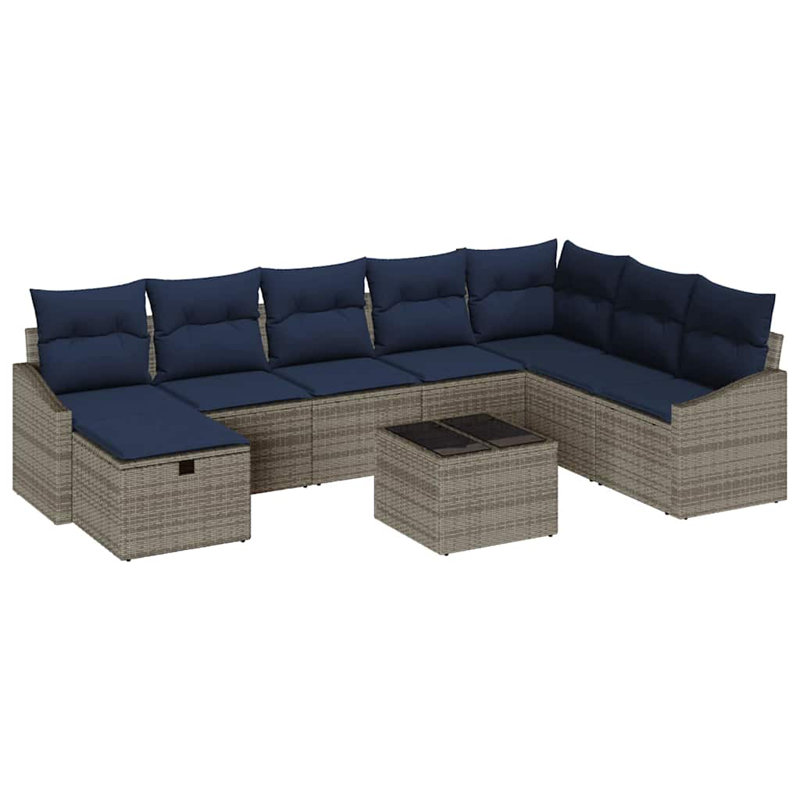 Ensemble de canapé de jardin avec coussin et rangement 9 pièces vidaXL