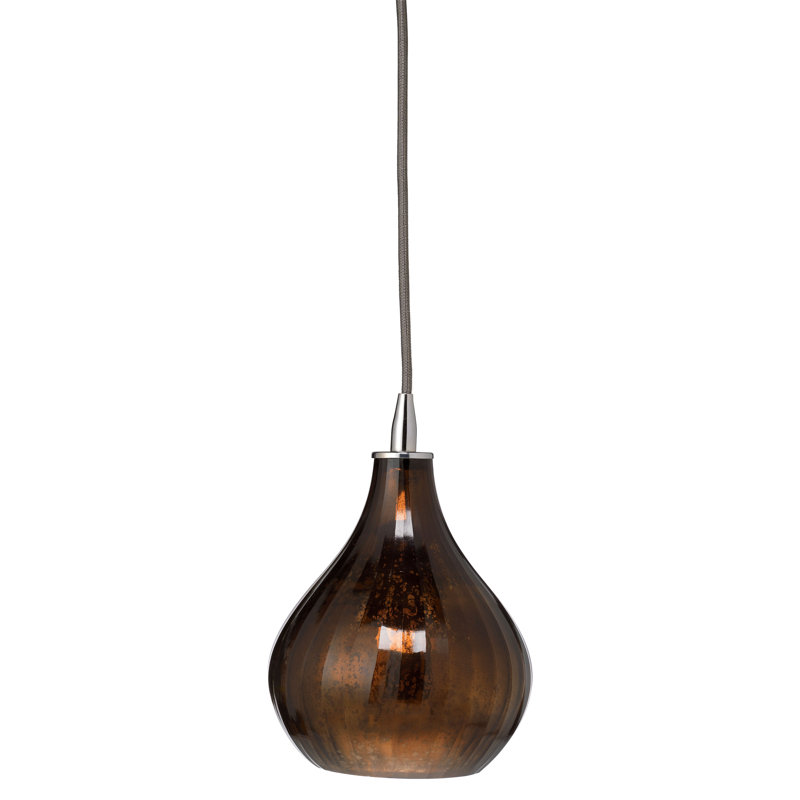 Small Aqua Seeded Glass Pendant Light with Silver Finish