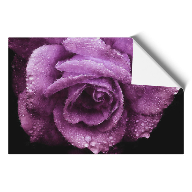 Purple Rose Flower Painting - Frameless Print, 42cm H x 59cm W x 0.1cm D