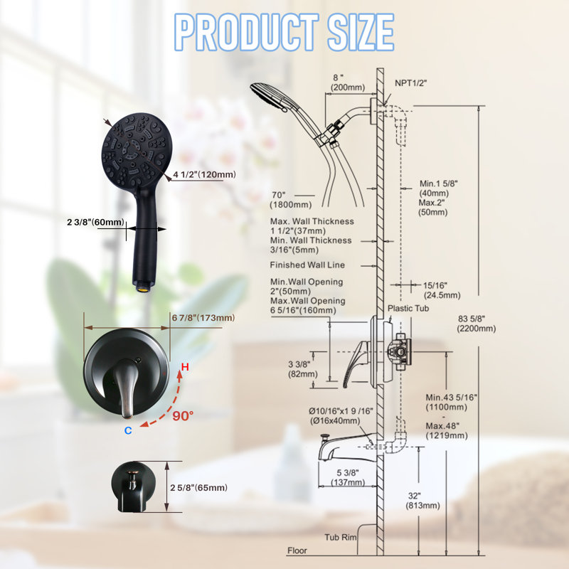 Single Handle 7-Spray Tub And Shower Faucet 1.8 Gpm, Oil Rubbed Bronze