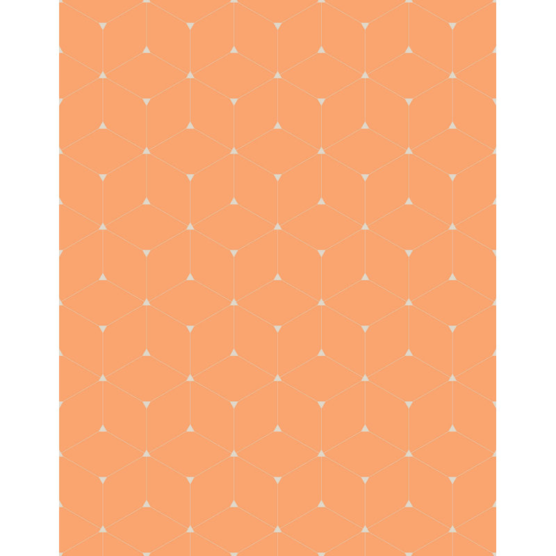 Swampscott Cube Geometric Wallpaper, Orange